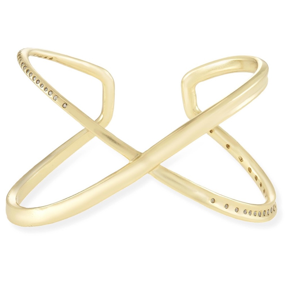 Kendra Scott Stella Criss Cross Cuff Bracelet Gold Crystal Accent Open Bracelet